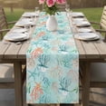 thumbnail image 4 of Teal Red Coastal Jellyfish Table Runner 48 Inches, Summer Nautical Beach Coral Starfish Bed Runner Dresser Scarves Tabletop for Indoor Outdoor Parties/Ceremony/Banquet, 13" x 48", 4 of 8