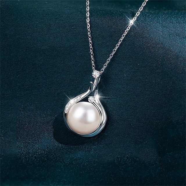 Fiudx Conjunto de Joyas de Perlas, Elegante Collar y Pendientes de Perlas, Delicado Colgante de Perla Ajustable, Pendientes de Acero Inoxidable Hipoalergénicos, Ideal para Boda, Accesorio de Moda par