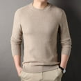 thumbnail image 2 of Men's Autumn Round Neck Casual Waffle Long Sleeved Knit Shirt, 2 of 6