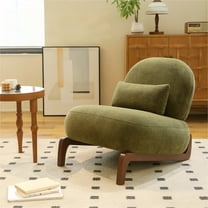 AENKYO Modern Armless Accent Chair, Velvet Upholstery, Solid Wood Legs, for Living Room Bedroom, Green