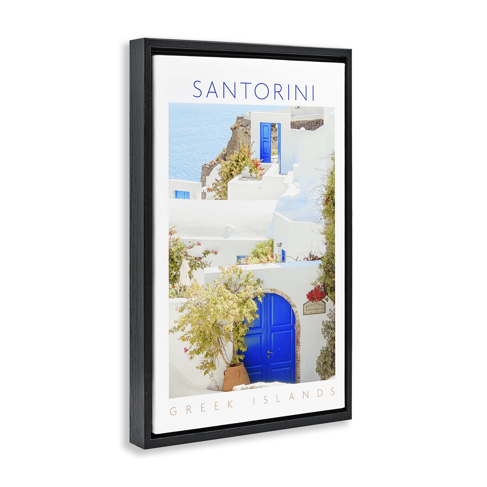 Stupell Industries Santorini Greek Islands Black Framed Floater Canvas Wall Art, design by Erin Marie
