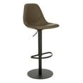 thumbnail image 3 of SAFAVIEH Sky Rustic Leather Adjustable Gaslift Swivel Barstool, Olive, 3 of 7