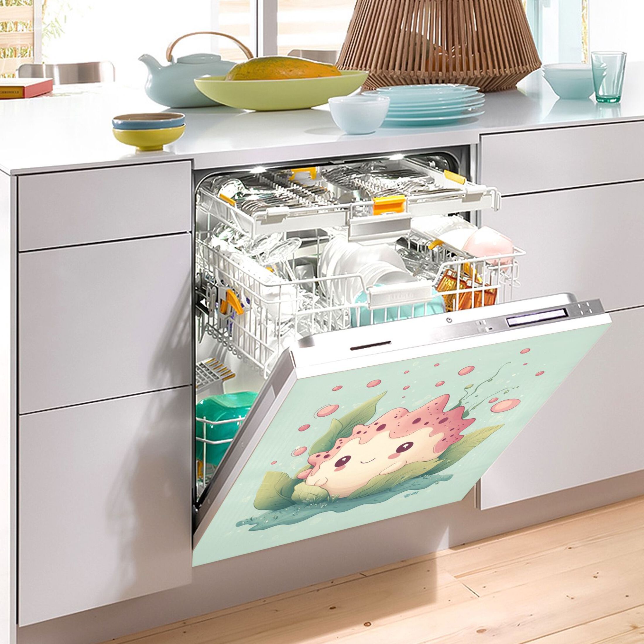 Dishwasher Magnetic Sticker 23x26 Inch Refrigerator Magnetic Sticker Washing Machine Magnetic Sticker Kitchen Panel Magnetic Sticker Home Decor Lovely Cartoon Hedgehog