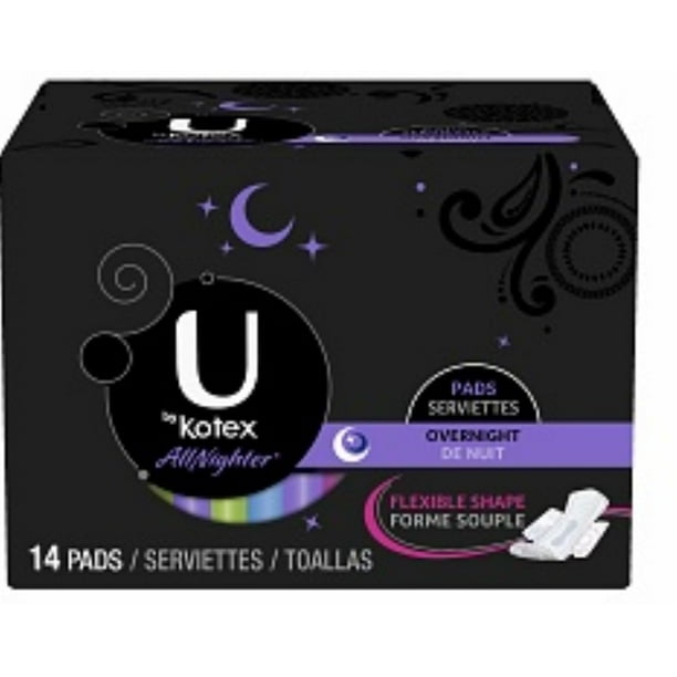3 Pack U by Kotex All Nighter Pads Overnight 14 Each