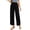 Black, variant on Women Cropped Wide Leg Pants Drawstring Elastic High Waist Loose Textured Palazzo Trousers Casual Baggy with Pockets