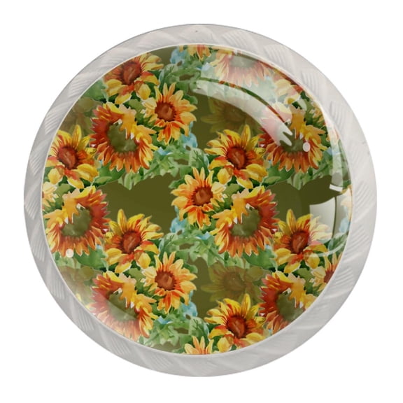 4 Pcs Sunflower Knobs for Kitchen Cabinet Cupboard Dresser Bookcase Drawer Pulls Handles Round Home Decor