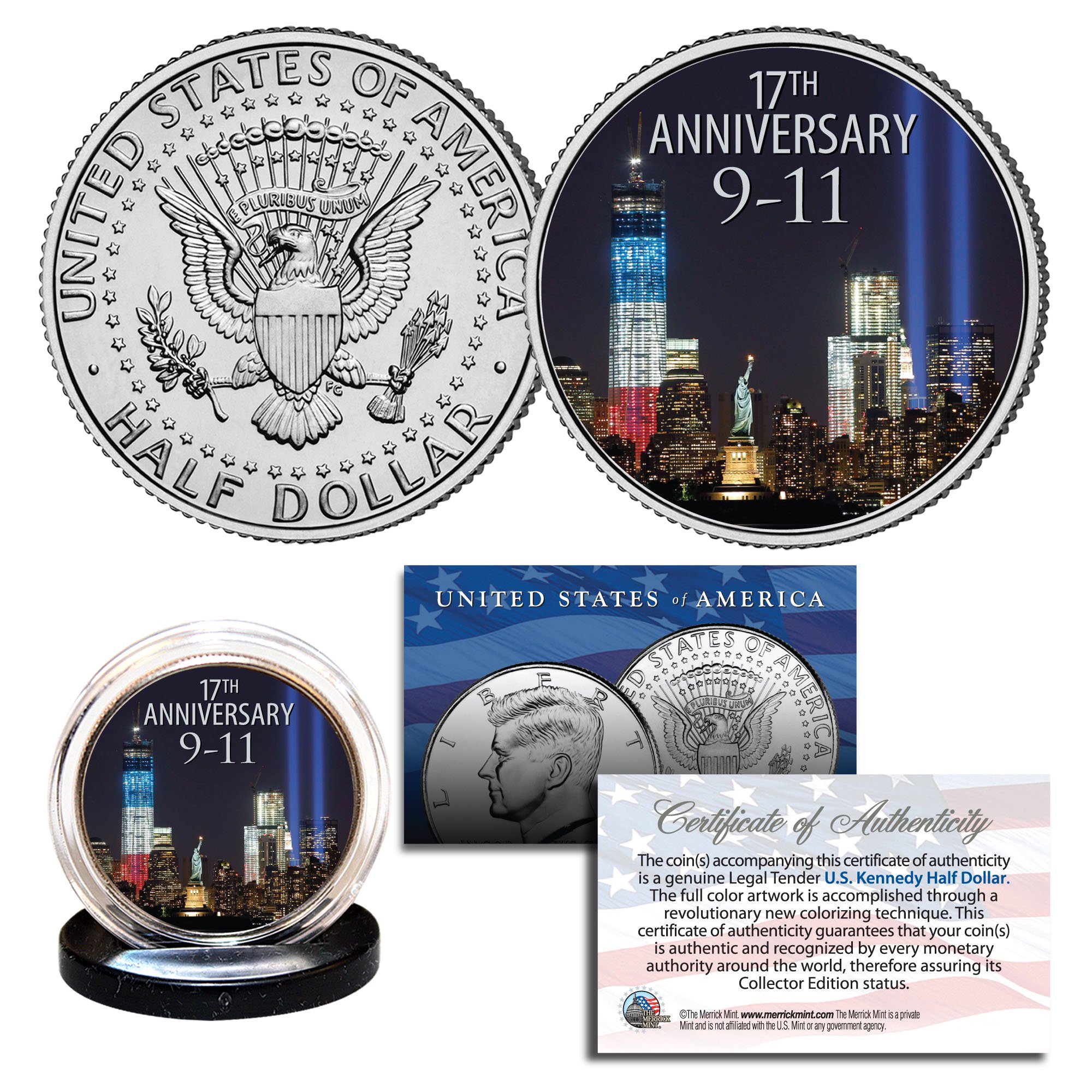 WORLD TRADE CENTER 17th Anniversary 2018 Kennedy Half Dollar U.S. Coin 9/11 WTC