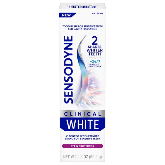 Sensodyne Clinical White Toothpaste Clinically Proven Whitening For Sensitive Teeth, Stain Protector, 2.3 oz