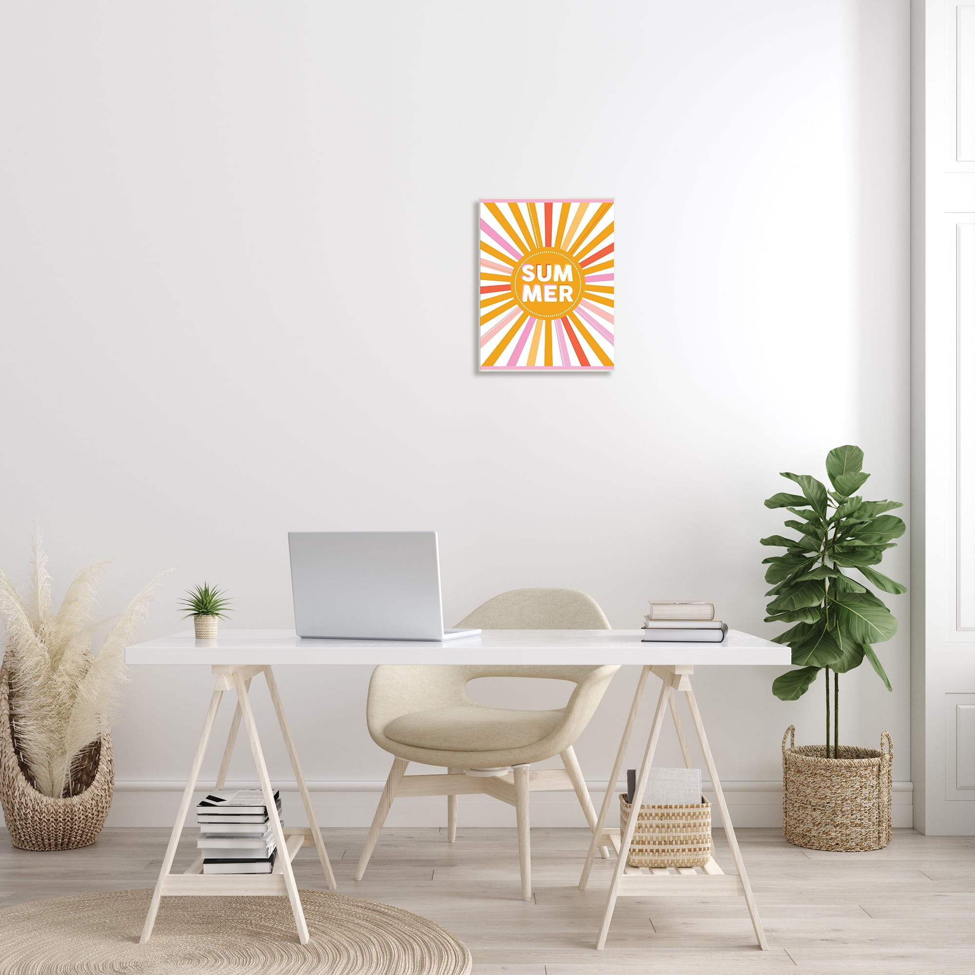 Stupell Industries Bold Summer Typography Playful Rainbow Sun Rays , 13 x 19, Designed by Angela Nickeas