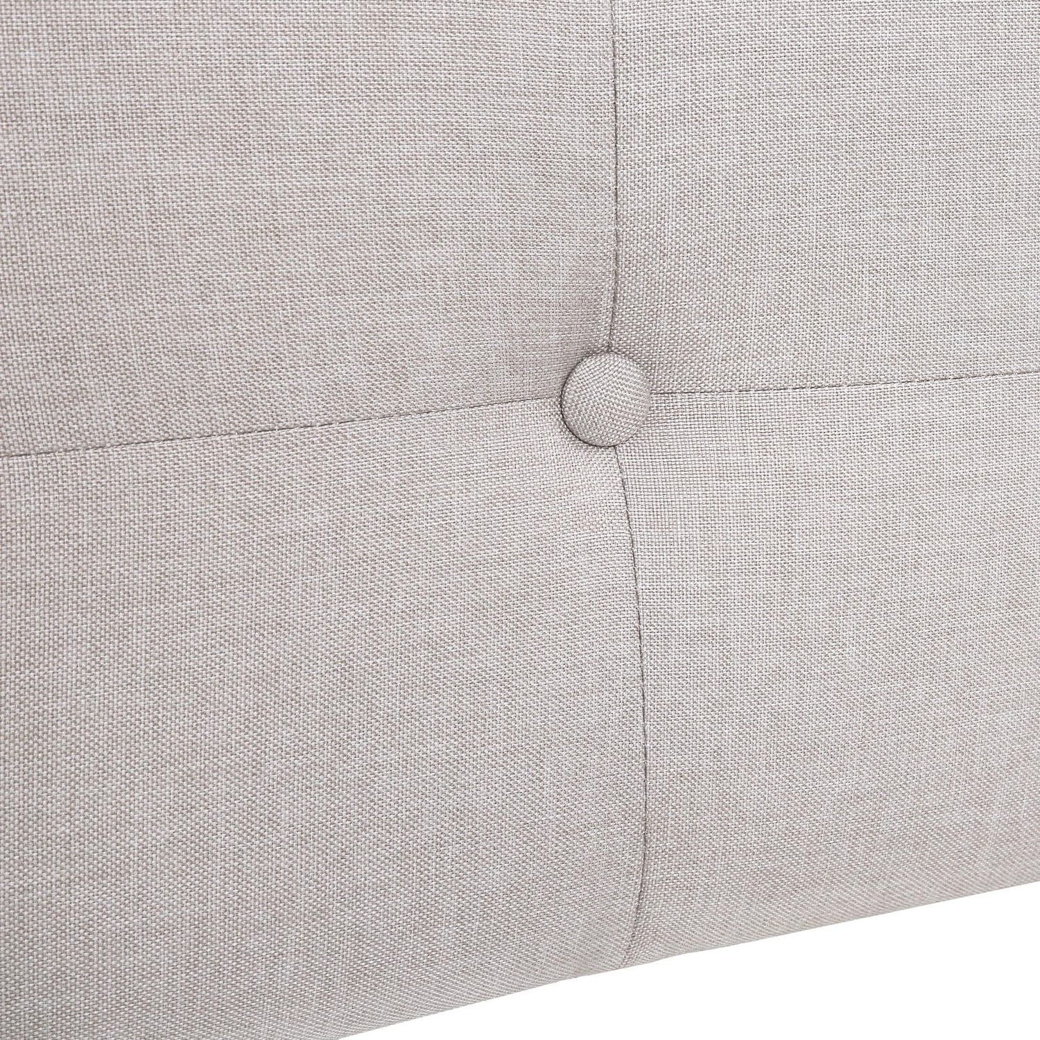 Monarch Specialties Bed, Queen Size, Platform, Bedroom, Frame, Upholstered, Linen Look, Metal Legs, Beige, Chrome, Transitional