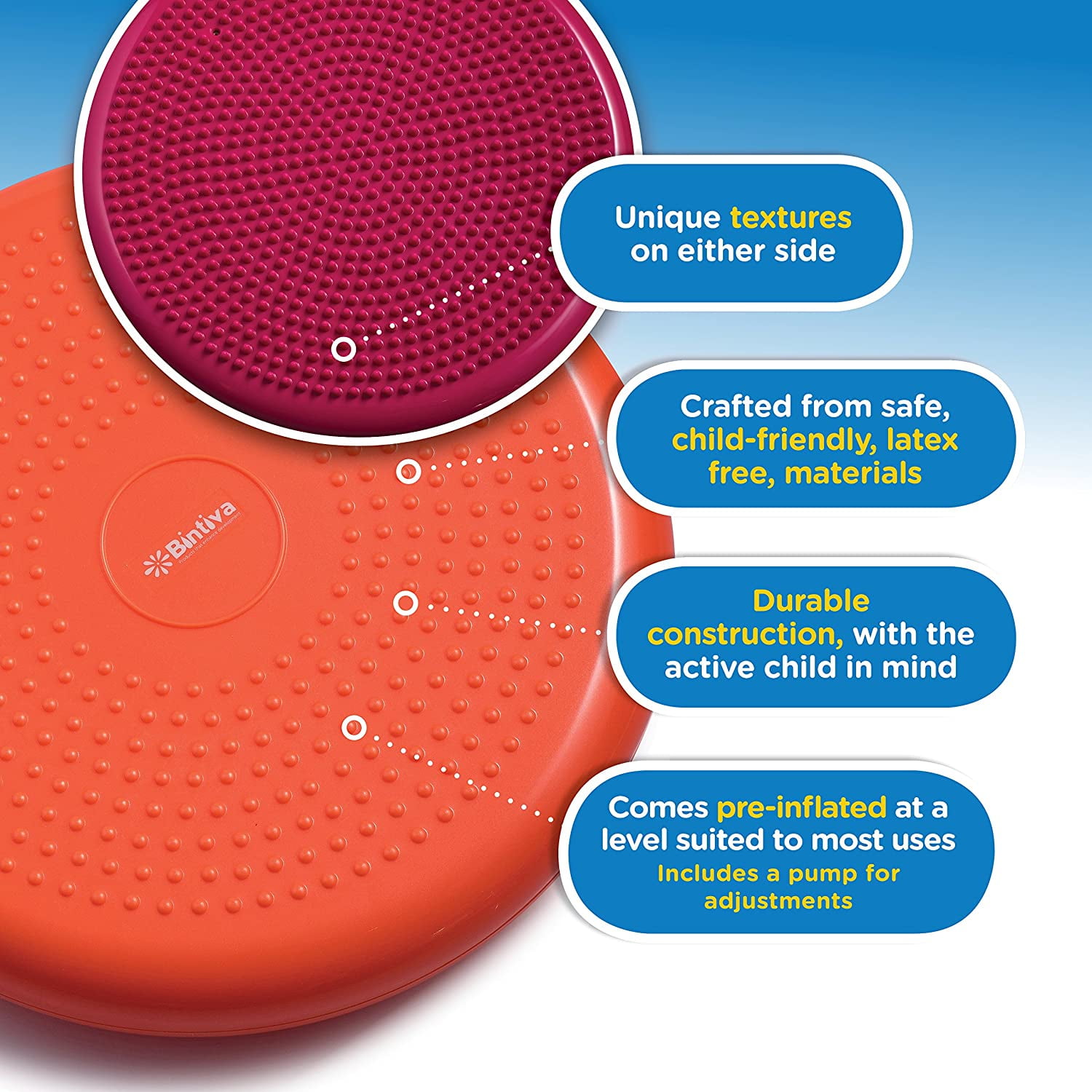 Bintiva Inflated Stability Wobble Cushion and Exercise Fitness Core Balance Disc