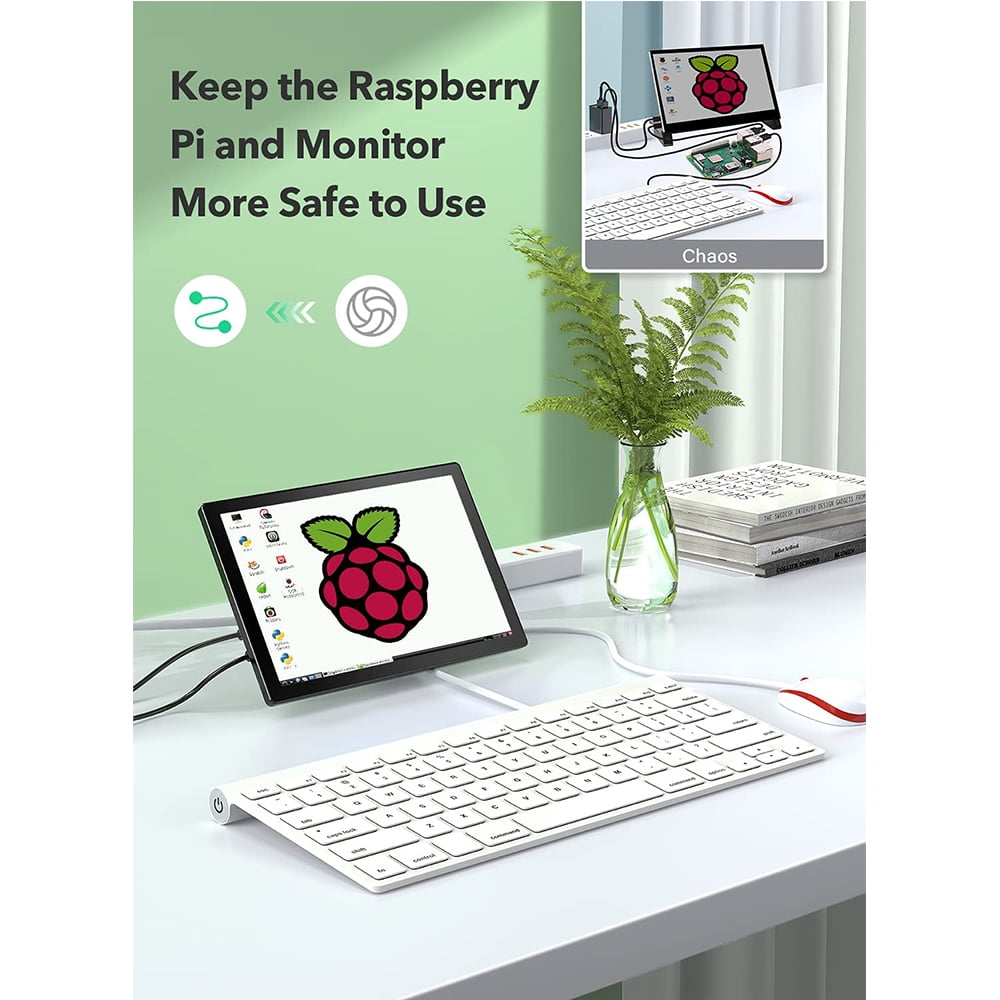 UPERFECT Raspberry Pi 10.1 Inch Touchscreen Display with Rear Housing -  1366x768 Support, Type-C, IPS 178° Ultra-Wide View Angle Monitor with  Cooling 