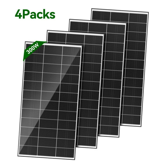 ECO-Baeerss Bifacial 18BB N-Type 1200 Watt (4*300W) Solar Panel 24V, 25% High-Efficiency, Solar Panel for Power Station, RV, Cabin, Off-Grid Applications