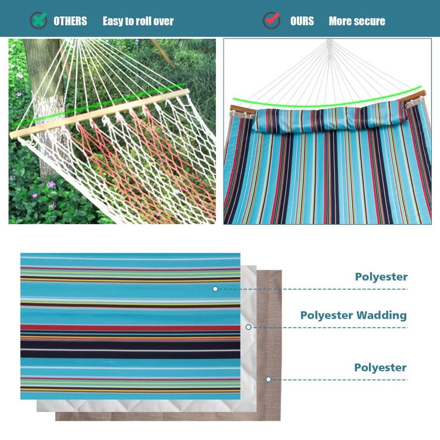 Aimee Lii Outdoor Hammock with Detachable Pillow, Comfy Outdoor Chair, Blue Aimee Lii Outdoor Hammock with Detachable Pillow, Comfy Outdoor Chair, Blue
