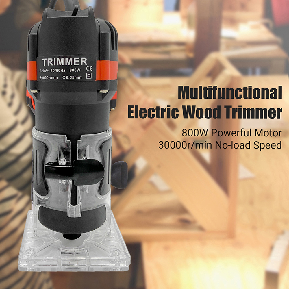 800W 30000R/Min Multifunctional Electric Wood Trimmer Wood Router Laminate  Trimmer Professional Slotting Trimming Grooving Machine For Woodworker  Carpenter With 15Pcs Milling Cutters