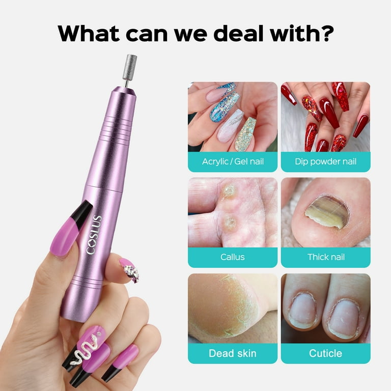 COSLUS, Electric Nail Drill File, CX20, Low Noise Pink - Walmart.com