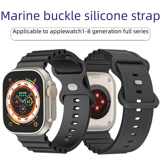 La correa de Apple es adecuada para AppleWatch 8.ª generación Ultra/4567 Correa de silicona con ocho hebillas marinas