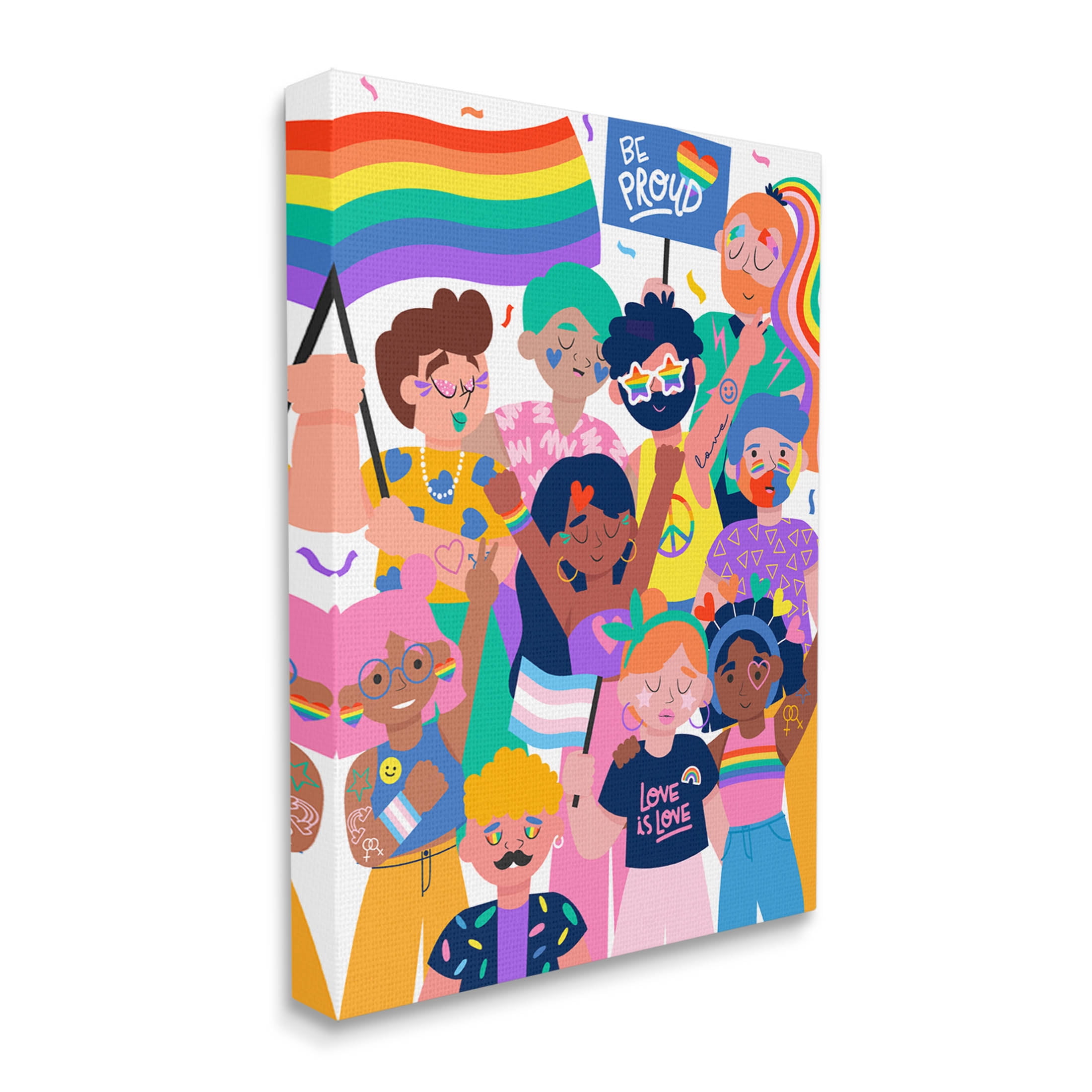 Be Proud LGBTQ+ Pride Inspirational Graphic Art Gallery Wrapped Canvas Print Wall Art
