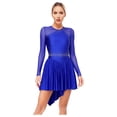 thumbnail image 2 of iiniim Women's Figure Ice Skating Dress Long Sleeve Rhinestones Roller Skating Lyrical Dancewear Blue S, 2 of 7