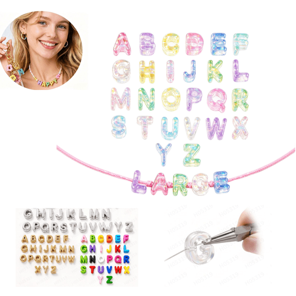 26 Pcs Chunky Acrylic Letter Beads Candy Colors | Big horizontal holes, bubble large alphabet beads, for jewelry making /keychains/bag charms/diy decorations