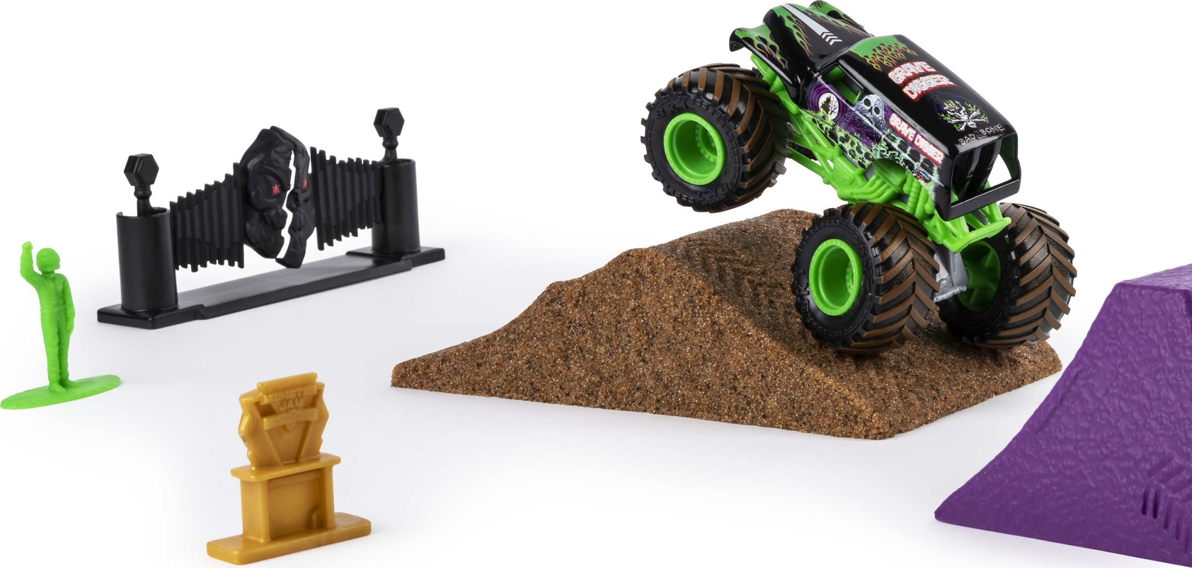 Monster Jam, Grave Digger Monster Dirt Deluxe Set, Featuring 16oz of Monster Dirt and Official 1:64 Scale Die-Cast Monster Jam Truck