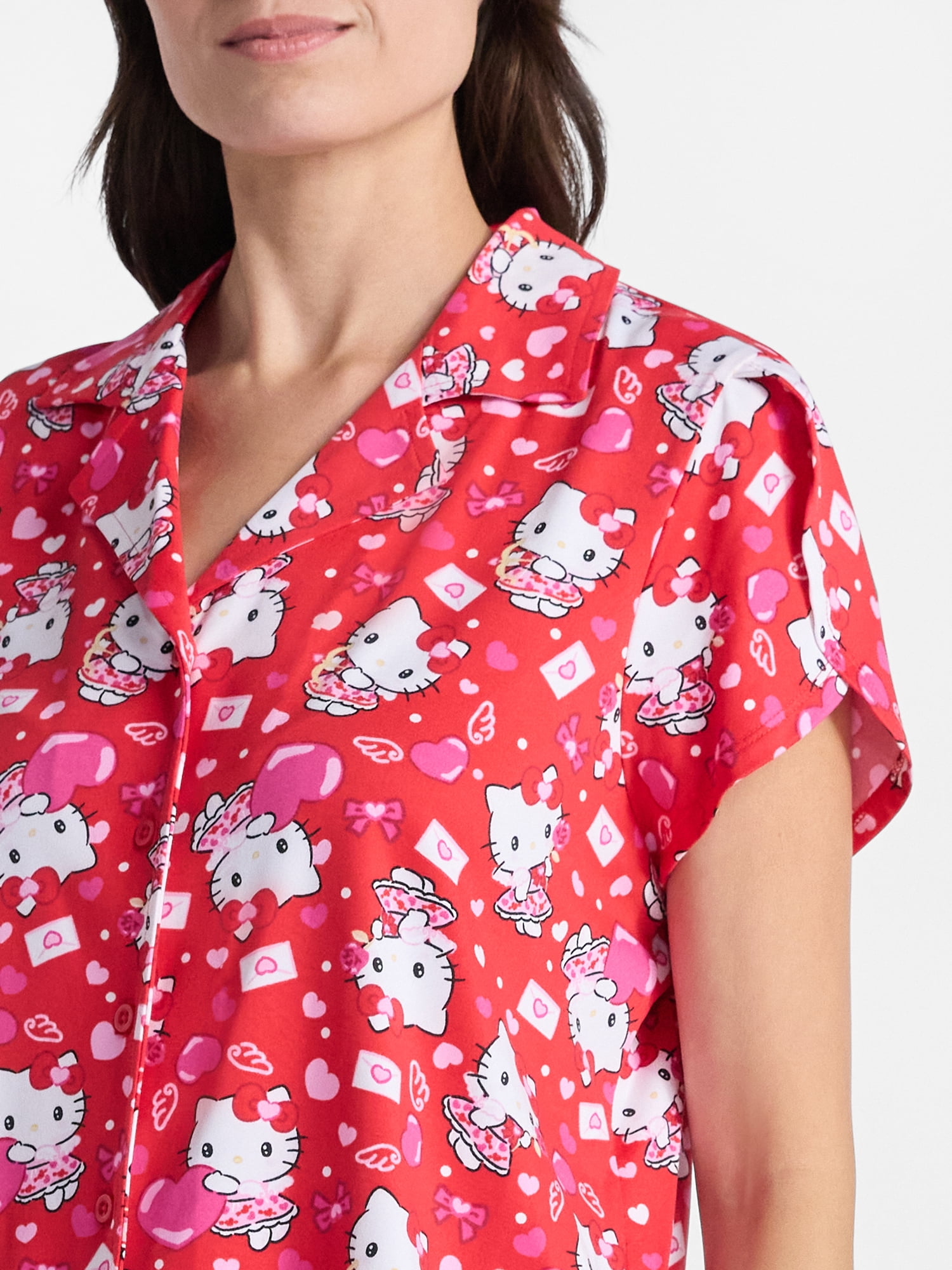 Hello Kitty Women's Valentine's Day Shorty Pajama Set, 2-Piece, Sizes XS-3X