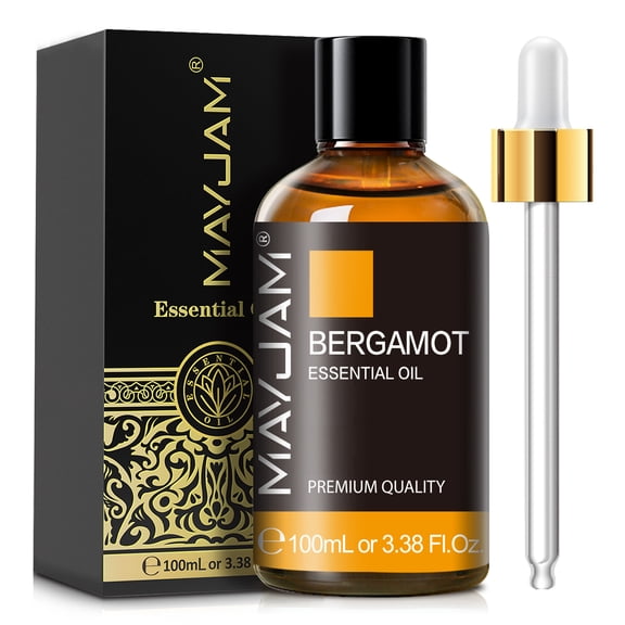 MAYJAM Bergamot Essential Oil (100ML), Pure Undiluted Bright Zesty Citrus Floral Scent for Diffusers, Humidifiers, Candle Making