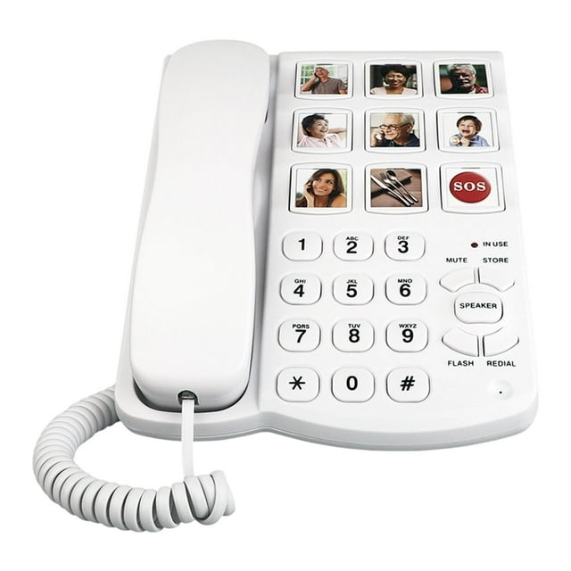 Teléfono con cable para mayores, teléfono fijo con botones grandes y timbre de volumen ajustable para residencias de ancianos, abuelos y