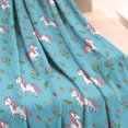 thumbnail image 3 of Blue Cartoon Unicorn Flower Leaf Pattern Blanket,Comfortable Soft Flannel Throw Blanket,All Season,Warm Lightweight Blankets for Sofa Bed Couch Living Room Chair,30"x40", 3 of 4