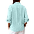 thumbnail image 5 of DENGDENG 3/4 Sleeve Linen Tops for Women Casual Button V Neck Collared Tunic Summer Spring Boho Blouses Outfits, #01 Light Blue XXL, 5 of 7