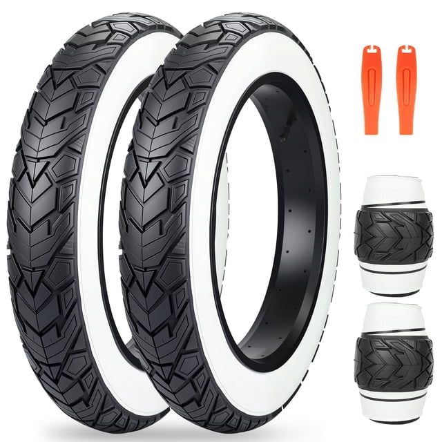 Neumáticos Fat Bike MEGHNA MG-BT-20-4.0, 20 x 4 pulgadas, pared blanca, paquete de 2