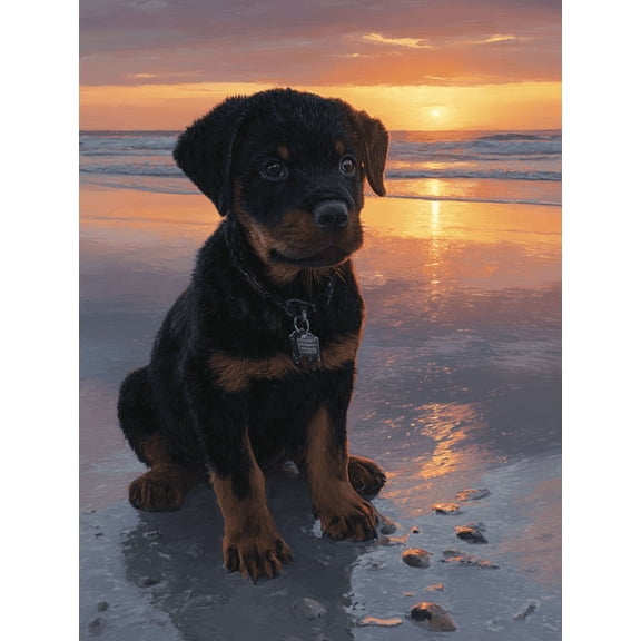 Rottweiler Dog Portrait Canvas Print Wall Art, Stylish Pet Wall Art for Living Room Bedroom Office Study Home Bar