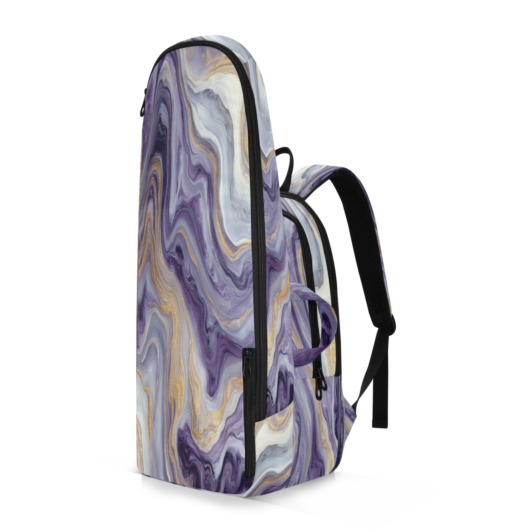 2 Racquet Holder Tennis Backpack Tennis Racket Covers Gym Bags Purple Marble Pattern