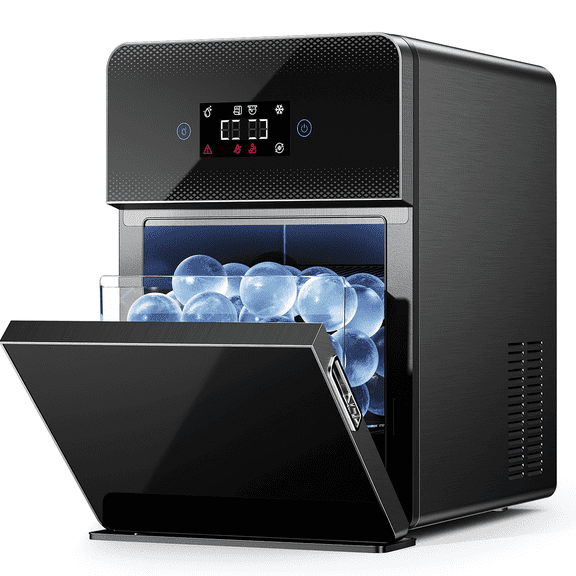 Ecozy Chillio 2.4" Clear Ice Ball Maker CrystalFlux Technology, 96 Pcs/Day, Sphere Ice Maker with Automatic Water Supply, for Bar Whiskey & Bourbon