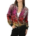 thumbnail image 1 of Womens Sequin Long Sleeve Front Zip Jacket with Ribbed Cuffs, 1 of 5