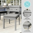 thumbnail image 4 of Martha Stewart Set of 2 Indoor-Outdoor Stackable Patio Dining Chairs with Gray Brushed Woodgrain Aluminum Finish and Gray All-Weather Seat Cushions, 4 of 11