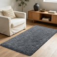 thumbnail image 6 of Shag Runner Rug for Bedroom Living Room 3x7 Upgrade Non-Slip Fluffy Soft Bedside Rugs,Grey Shaggy Gray Carpet for Kids Girls Boys Dorm Nursery Home Decor Aesthetic, 6 of 17