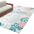 thumbnail image 2 of Summer Ocean Washable Area Rugs 2.7'x5', Teal Red Shell Coral Turtle Starfish Marine Life Low Pile Throw Living Room Rug Non-Slip Sturdy Edge Binding Carpet for Indoor Entryway Bedside Kitchen, 2 of 9