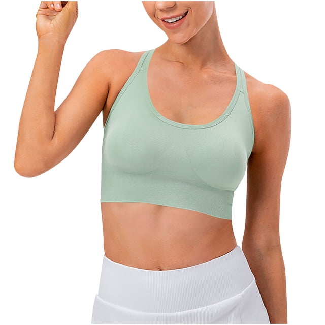 JIUIKE Débardeurs pour Femmes avec Soutien-Gorge Intégré Dos Nageur Sans Manches Col Rond Crop Top de Yoga Course Gym Soutiens-Gorge de Sport