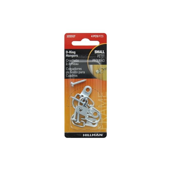 Hillman D-Ring Hanger Small Zinc 4pc