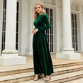 thumbnail image 4 of 1PCS gold velvet long dress-green-L, 4 of 5