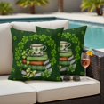 thumbnail image 4 of St. Patrick’s Day Shamrock Outdoor Waterproof Pillow Covers, Dark Green Books Cups Lucky Leaf Decorative Square Throw Pillowcase Sofa Cushion Sham for Patio/Couch/Chair, 16"x16" 2 Pack, 4 of 8