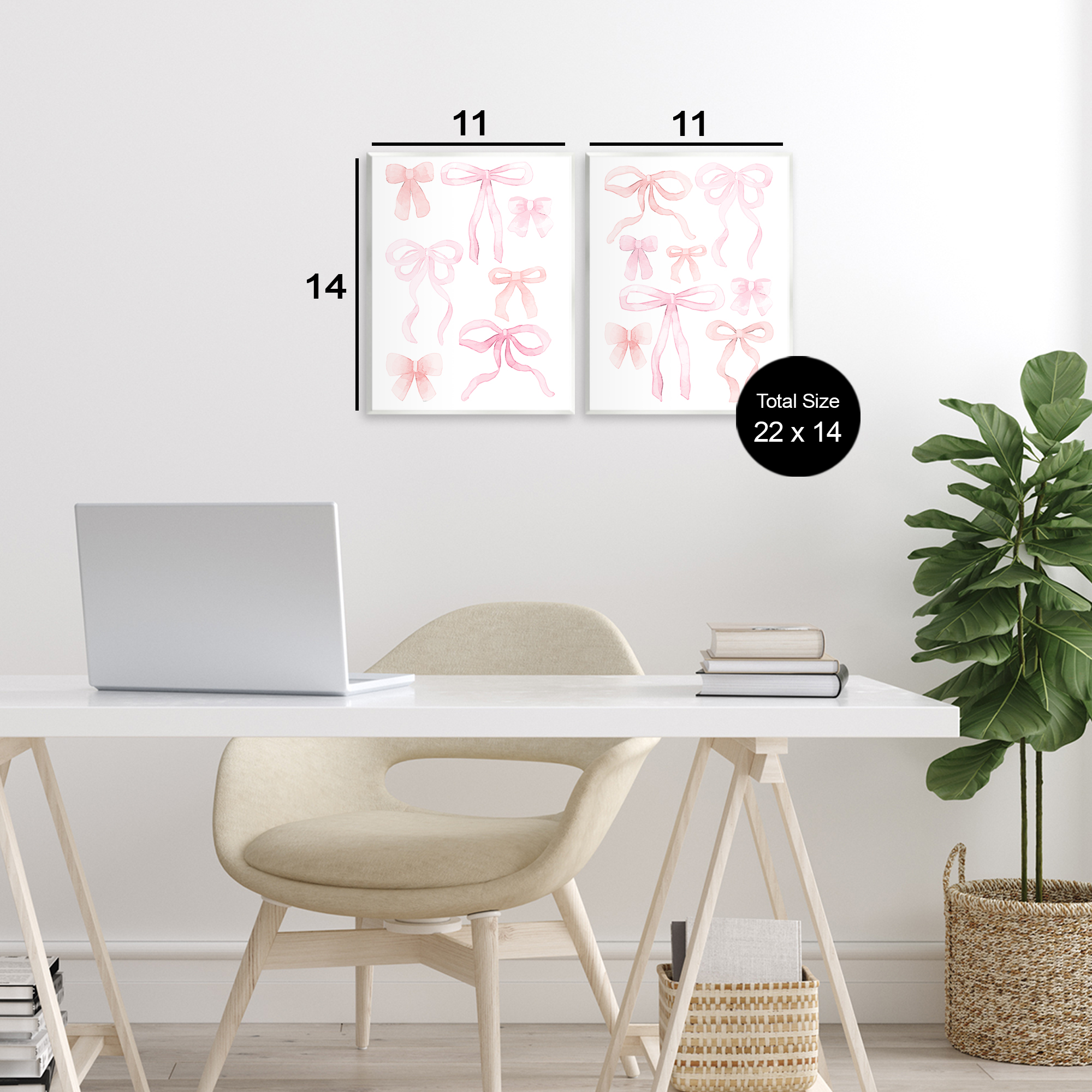 Elegant & Soft Bows 2 Piece Wall Plaque Art Set, design by Kim Allen
