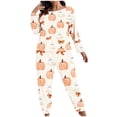 thumbnail image 2 of XUNKUSGA Plus Size Halloween Women's Pajama Sets Casual Long Sleeve Top and Bottoms Pjs 2 Piece Sets for Women Soft Cozy Fall Winter Pajamas for Women Set #13 XL, 2 of 7