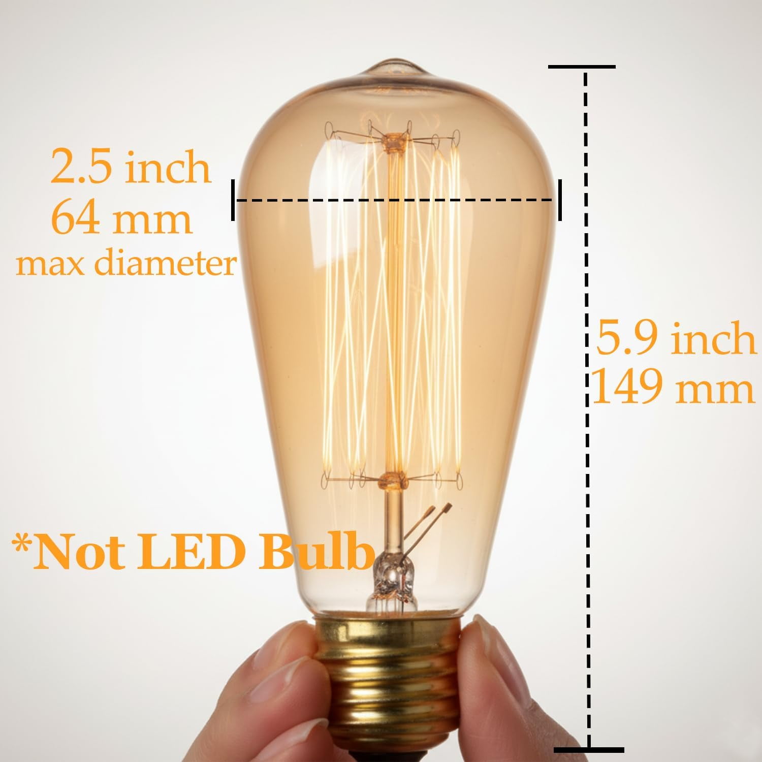 RGHJAR-E26 40W Edison Bulbs, ST64 Vintage Incandescent Light Bulbs, 2700K Warm Dimmable, Squirrel Cage Filament Bulb for Table Lamp Home Antique Decorative, 4 Pack
