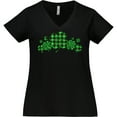 thumbnail image 3 of Inktastic St. Patrick's Day Clovers in Plaid Women's Plus Size V-Neck T-Shirt, 3 of 5