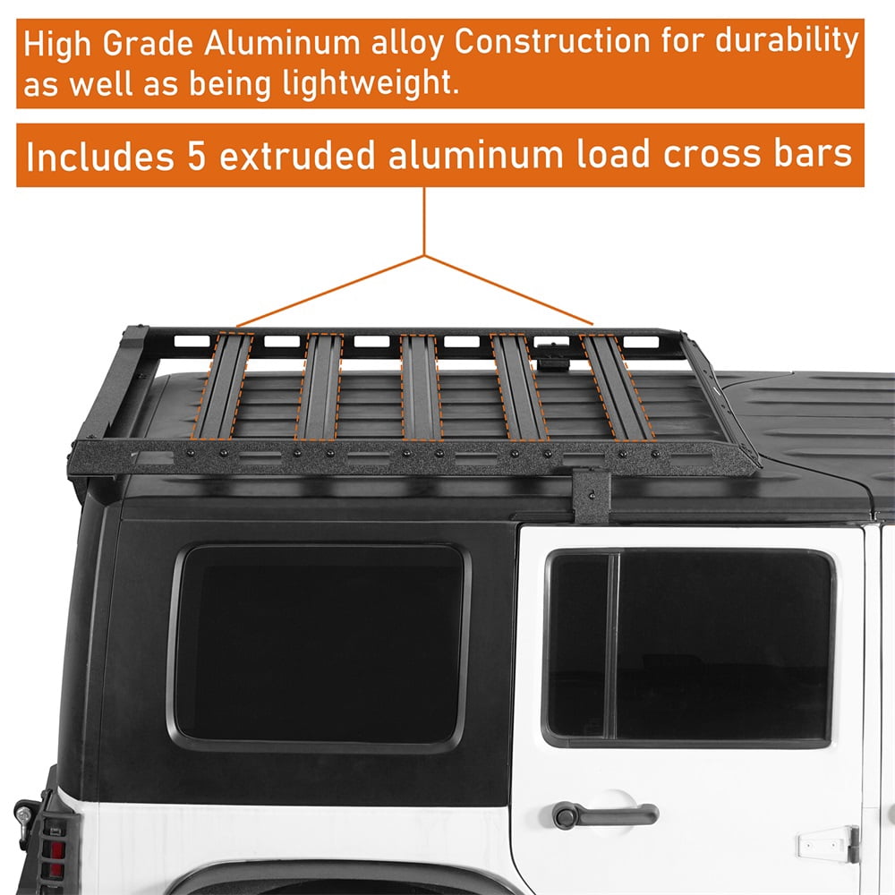 Hooke Road Steel Roof Rack Cargo Luggage Carrier Fit 2007-2018 Jeep Wrangler JK 2Door/4Door Black