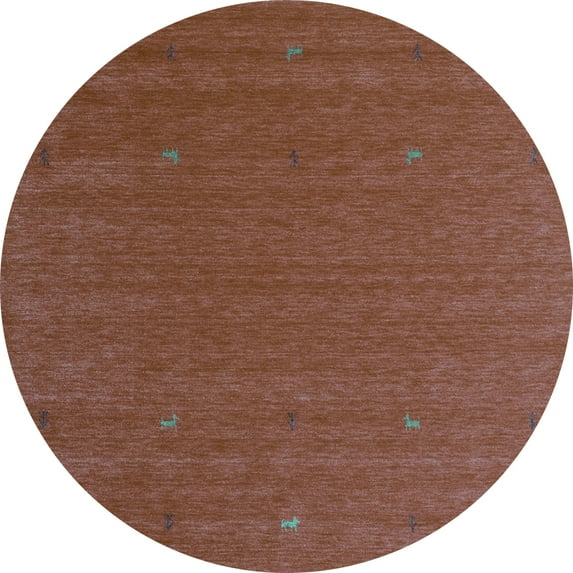Ahgly Company Indoor Round Abstract Turquoise Blue Contemporary Area Rugs, 6' Round
