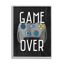 Stupell Industries Game Over Controller Graphic Art Gray Framed Art Print Wall Art, Design by Kim Allen