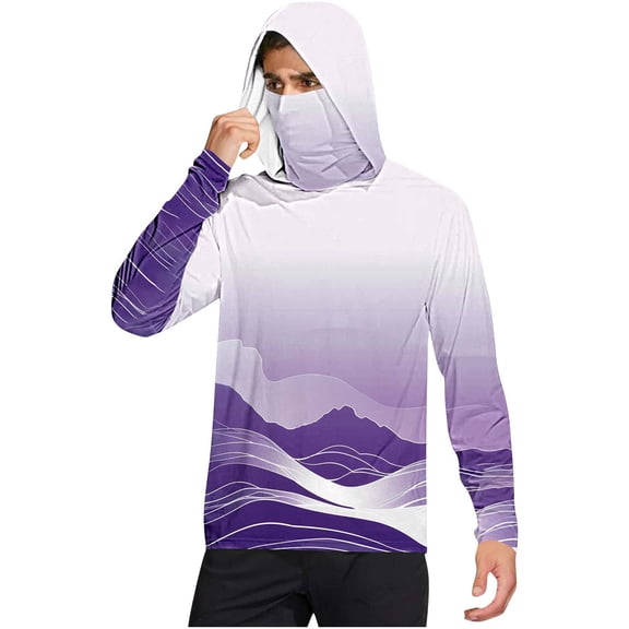 FAHUOMU Men's Sun Protection Long Sleeve Shirts UPF 50  Athletic Fishing Rash Guards Shirt Fishing Swim Hiking Boating Tees
